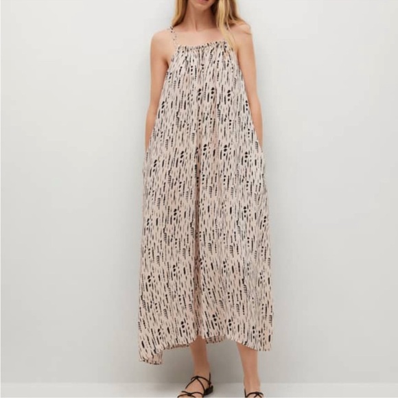 NWT Mango MNG Abstract Print Dress Beige Size 4 - Picture 1 of 6